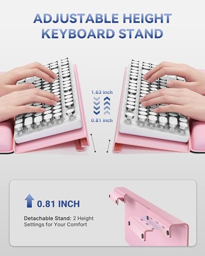Laborio Computer Keyboard Stand for Desktop, 2-Level Height Adjustment Keyboard Wrist Rest, Non-Slip Key Board Riser Pad for Office, Gaming, and Home Desks(Pink) - color: Pink