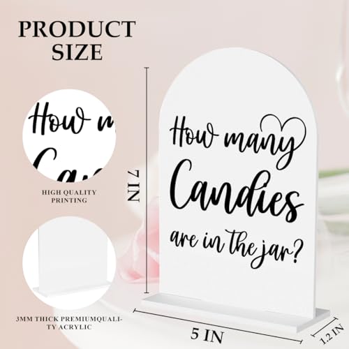 Baby in Bloom Shower Decorations, How Many Candies Are In The Jar 5x7 Inch Arch Acrylic Sign, Baby Shower Games,Birthday Party Decorations - color: Candies