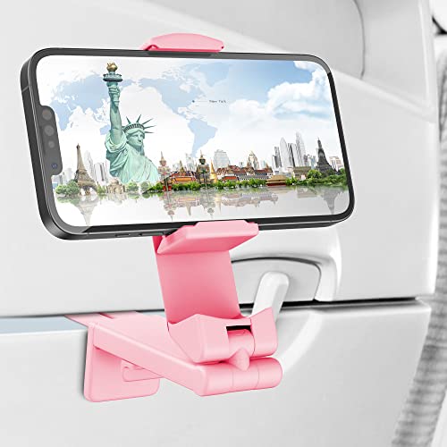 Perilogics Airplane Phone Holder Mount Universal in Flight Hands Free Viewing with Multi-Directional Dual 360 Degree Rotation (Pink) - color: Pink
