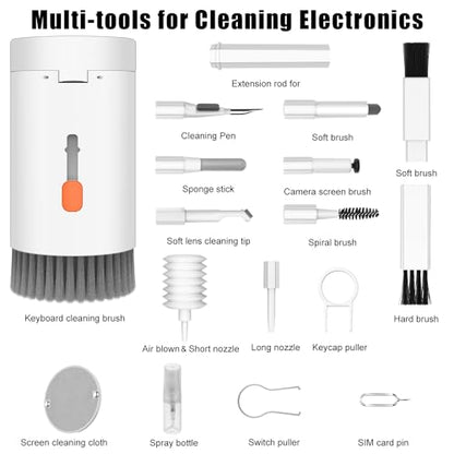 VICHYIE 20 in 1 Multifunctional Cleaner Kit for Electronic Devices, Keyboard Cleaning Brush, Headphones Cleaner Kit for AirPods, Multi-Tool for Cleaning Laptop, Earbuds, Camera, Cellphones (White) - color: White