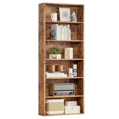 IRONCK Industrial Bookshelves and Bookcases Floor Standing 6 Shelf Display Storage Shelves 70 in Tall Bookcase Home Decor Furniture for Home Office, Living Room, Bed Room, Vintage Brown - color: Vintage Brown