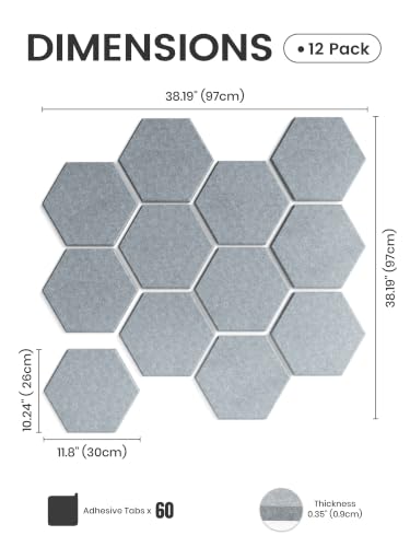 Fluxynara Hexagon Cork Board Alternative for Walls Decor-12-Pack Felt Bulletin Board Tiles,with 70 Adhesive Tabs for Office,Classrooms & Home Pin Board Felt Board-Blue Gray - color: Blue Gray-1, size: 12-Pack