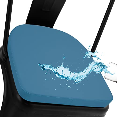 BUYUE 14" Metal Chair Cushion with Magnetic 1 Piece, Luxury PU Leather Waterproof Anti-Slip Seat Pad for Kitchen Cafe Dining Bistro Stackable Chairs (U-Shape, Blue, 1) - color: Blue, style: U-shape-1 Pcs