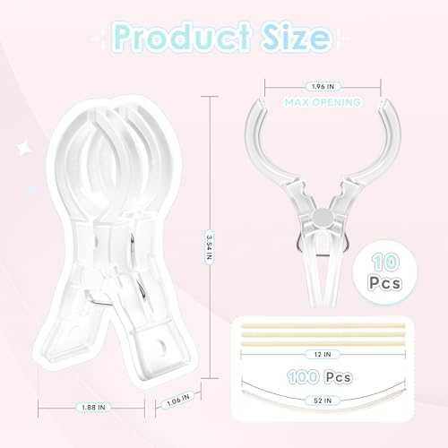 RELBRO Spring Clamps, 10 Pcs 3.5 Inch Clear Plastic Clips with 100 Pcs Long Balloons for Balloon Arch Backdrop Craft Decoration Projects