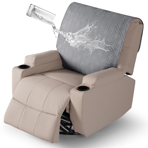 VANSOFY Recliner Chair Covers 100% Waterproof Backrest Cover Reclining Cover Non-Slip Dog Chair Cover Furniture Protector Washable Slipcover Elastic Straps for Pets, Dogs(Light Gray) - color: Light Gray
