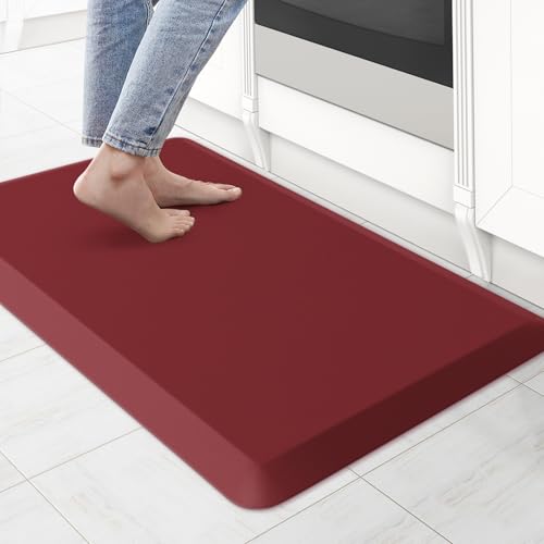 KitchenClouds Kitchen Mat Cushioned Anti Fatigue Kitchen Rug 0.8inch Water Resistant Non Slip Kitchen Rugs and Mats Standing Desk Mat Comfort Floor Mats for Kitchen Sink Office (17.3"x28", Red) - color: Red, size: 28"L x 17.3"W x 0.8"Th