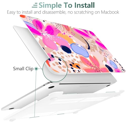 DONGKE Compatible with MacBook Pro 13 inch Case 2024 2023-2020 Release A2338 M2/M1 A2251 A2289 with Retina Display & Touch ID, Plastic Hard Shell & Keyboard Cover & Screen Film - Floral Artistic - color: Floral Artistic D157