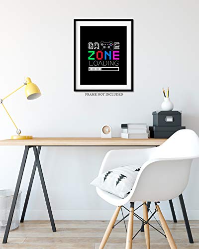 Govivo Game Zone Loading - Wall Decor Art Print with a black background - 8x10 unframed gaming-themed artwork printed on photograph paper