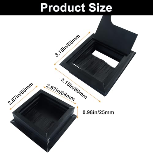 Cable Grommet, 80mm x 80mm Square Hole Cover for Desk Organizers, Black Desk Grommet Hole Cover for Computer Desk Table - color: Black, size: 80 x 80mm