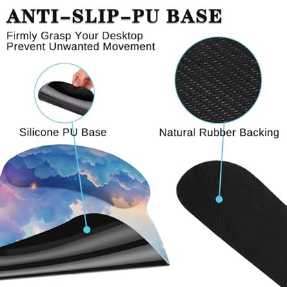Arttown Starry Sky Desk Mat Cloud Colorful Mouse Pad Set 4 in 1 Beauty Night Sky Ergonomic Design Large Desk Pad + Keyboard Wrist Rest + Mouse Wrist Rest + Coaster Suitable for Home Office Study Game - color: Starry Sky