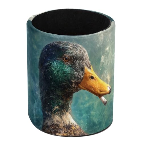 Duck Pen Holder Pencil Organizer for Desk, 3.1” x 3.1” x 3.9” Pencil Cup Office Supplies, Large Capacity Cute Pen and Makeup Brush Holder for Desktop, Home, School - color: Duck