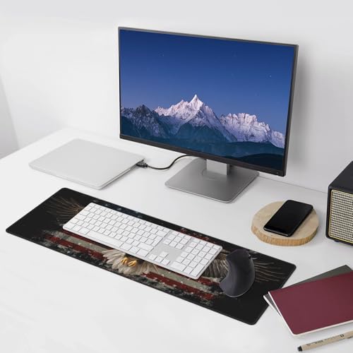 American Flag Bird Mouse Pad Extended Large Gaming Mouse Pad XL Stitched Edges for Gamer Home Office 31.5 X 11.8 Inch - color: American Flag