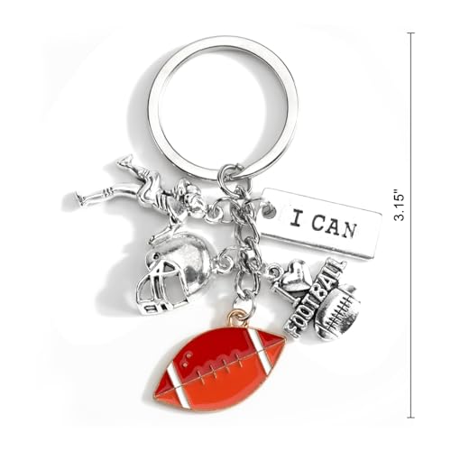 Sports Ball Keychain with Volleyball Baseball Soccer Basketball Football Charms Athletic Gift for Men - color: Rugby