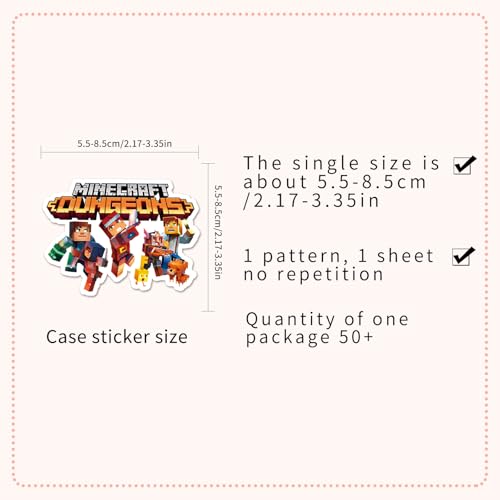 50 Pcs Pixel Miner Style Stickers, Stickers for Water Bottles, Video Game Party Supplies for Teens Mens Gamer Adults