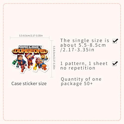 50 Pcs Pixel Miner Style Stickers, Stickers for Water Bottles, Video Game Party Supplies for Teens Mens Gamer Adults