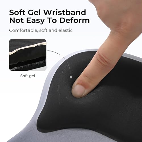 EooCoo Ergonomic Mouse Pad with Gel Wrist Rest Support Middle Concave Design, Relieve Wrist Pain Mousepad, Non-Slip Base for Laptop, Computer, Office Desk Accessories, Carpal Tunnel Syndrome - color: Deep Blue