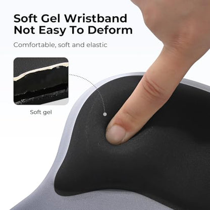 EooCoo Ergonomic Mouse Pad with Gel Wrist Rest Support Middle Concave Design, Relieve Wrist Pain Mousepad, Non-Slip Base for Laptop, Computer, Office Desk Accessories, Carpal Tunnel Syndrome - color: Deep Blue