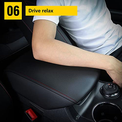 AOMSAZTO Center Console Armrest Covers for Ford Explorer 2011-2019 Black with Red Stiches - color: black with red stiches