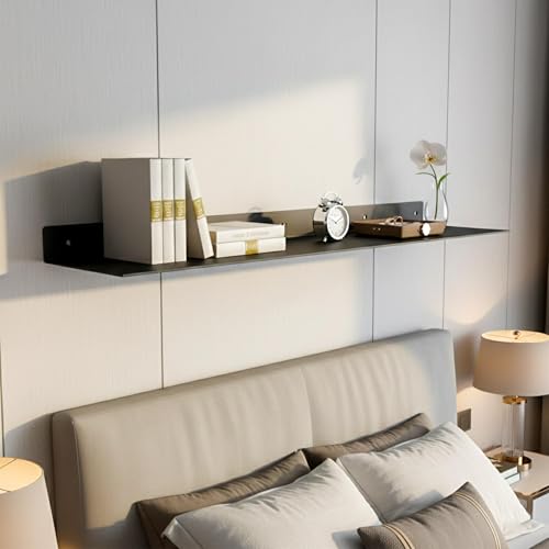 SIMOND STORE Floating Shelf for Under TV – Floating TV Stand wall Mounted | Floating TV Stand wall Mounted – wall Mount Floating Shelf TV Console for DVD Players, TV Accessories & Game Consoles – Black - size: 36-inch X 8-inch Powder Coated Black-V2