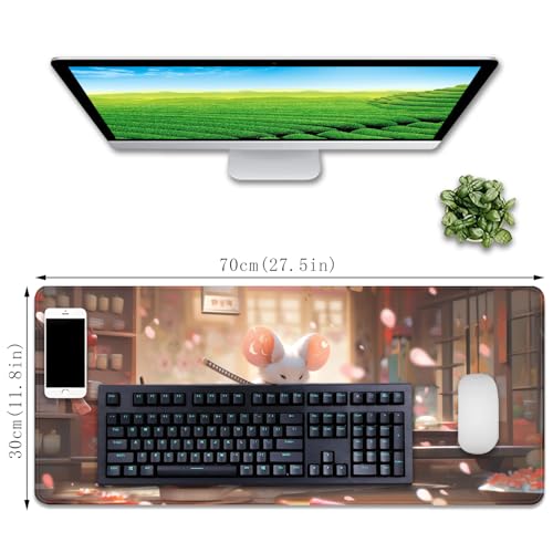 Funny Samurai Mouse Pad Desk Mat,Japanese Big Mousepad (27.5X11.8 in) | Non-slip base, high-density smooth surface with no stuttering,Washable and colorfast,suitable for office, study, and gaming - color: samurai mouse