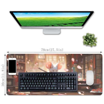 Funny Samurai Mouse Pad Desk Mat,Japanese Big Mousepad (27.5X11.8 in) | Non-slip base, high-density smooth surface with no stuttering,Washable and colorfast,suitable for office, study, and gaming - color: samurai mouse