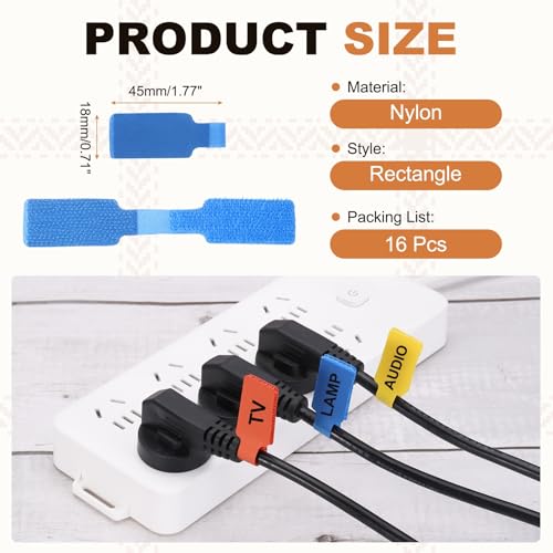 PATIKIL 16Pcs Cable Labels Tags, 1.8" Write on Wire Tags Cord Labels Hook Loop Rectangle Cable Ties for Electronics Organize Wire Classify Identification Management, Dark Blue - color: Dark Blue