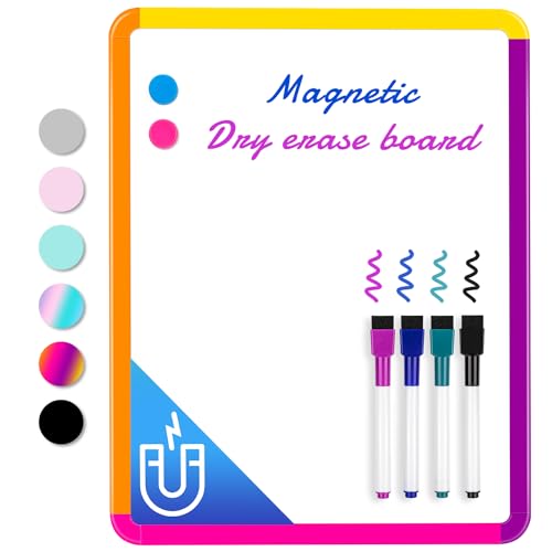 VUSIGN Small White Board Dry Erase, 11''x14'' Magnetic Dry Erase Board, Mini Whiteboard with Markers for Fridge, Wall, Locker - color: F-colorful2 1 Pack