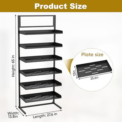 6 Tier Large Hat Rack Stand, Adjustable Baseball Cap Storage Rack with 6 Trays, Can Hold 180 Hats, Suitable for Home Cloakroom and Shopping Mall Display