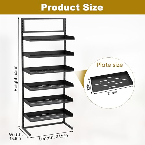 6 Tier Large Hat Rack Stand, Adjustable Baseball Cap Storage Rack with 6 Trays, Can Hold 180 Hats, Suitable for Home Cloakroom and Shopping Mall Display