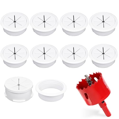 8 Pcs White Desk Grommet, 2 Inch Desk Hole Cover for Cables, Grommet Cover with Hole Saw for Table Cables Wire Home Office - color: White