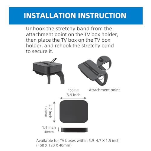 Universal Cable Box Mount & TV Top Shelf - No-Tool Apple TV Wall Mount Alternative, Holder & TV Shelf for Cable Box - Discreet Behind TV Shelf for Box streming Device and Apple TV 4K (Universal)