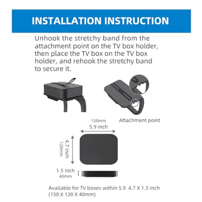 Universal Cable Box Mount & TV Top Shelf - No-Tool Apple TV Wall Mount Alternative, Holder & TV Shelf for Cable Box - Discreet Behind TV Shelf for Box streming Device and Apple TV 4K (Universal)