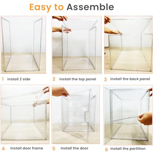 XXX-Large Clear Stackable Acrylic Display with Lid & Magnetic Door - 2-Tier Adjustable Shoe Box Case 11.8'' X 9.8'' X 15.7''Organizer for Boot, Sneakers, Collectibles, Figures, Purses | 1-Pack - color: Clear-xxx-large-1pcs