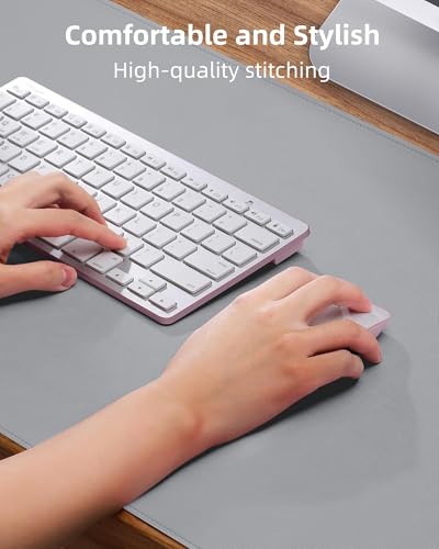 PU Leather Desk Blotter Mat, Large Mouse Pad, Non-Slip & Waterproof Desk Cover for Office and Home - Light Grey, 36" x 17" - color: Light Grye, size: 36" x 17"