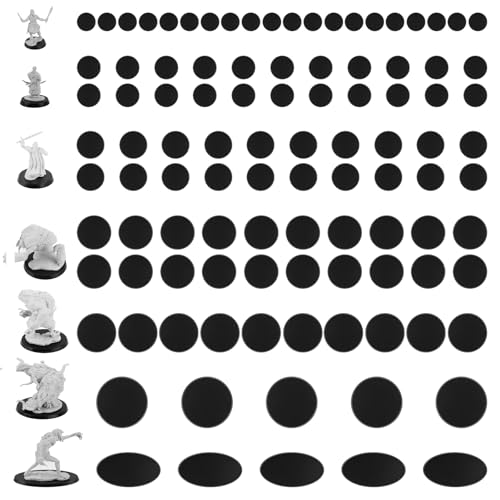 100Pcs Plastic Model Miniature Bases, 7 Different Sizes Wargame Accessories,4mm/0.16 Thick Circular War Figure Display Stands For Gaming Miniatures or Wargames Role Playing Board Game Figure Toy (100PCS-7 Size Mix-Black) - color: 100PCS-7 Size Mix-Black