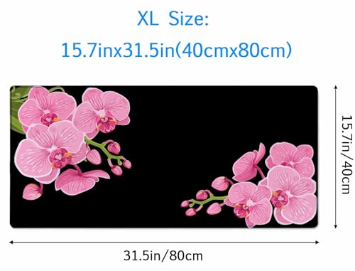 Mouse Pad,Office Desk Mat Large Gaming Keyboard Pad Stitched Edges Washable Smooth Surface Control & Accuracy Extended Computer Mouse Mat (31.5X15.7In) Pink Purple Phalaenopsis - color: Pink Purple Phalaenopsis, size: 31.5L x 15.7W inches