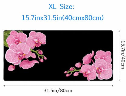 Mouse Pad,Office Desk Mat Large Gaming Keyboard Pad Stitched Edges Washable Smooth Surface Control & Accuracy Extended Computer Mouse Mat (31.5X15.7In) Pink Purple Phalaenopsis - color: Pink Purple Phalaenopsis, size: 31.5L x 15.7W inches