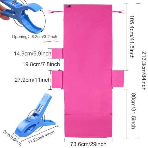 VOCOOL Lounge Chair Towel Cover Beach Chair Covers Towel 85 x 30 inch | Pool Chair Cover with Side Pockets, Chaise Lounge Cover, for Sunbathing Lounger Hotel Garden Holiday Garden Pool, Pink - color: Pink