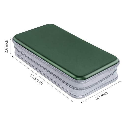 Siveit CD/DVD Case Holder, 80 Capacity Hard Plastic Disc Cases Storage Binder for Car, Home, Office, Travel (Dark Green) - color: Dark Green