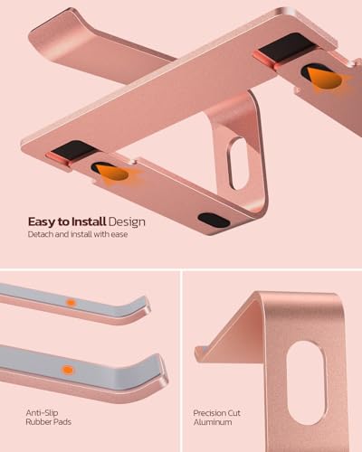 Nulaxy Laptop Stand, Ergonomic Aluminum Laptop Computer Stand, Detachable Laptop Riser Notebook Holder Stand Compatible with MacBook Air Pro, Dell XPS, HP, Lenovo More 10-16” Laptops - Rose Gold - color: D-Rose Gold