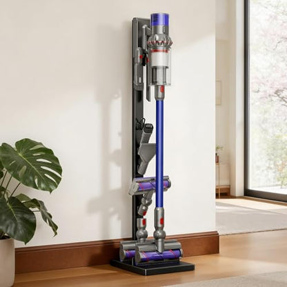 pickpiff Vacuum Cleaner Stand Compatible with Dyson V15, V12, V11, V10, V8, V7, V6 & G5 – Freestanding Holder with Accessory Storage, No Drilling Required, Easy Installation