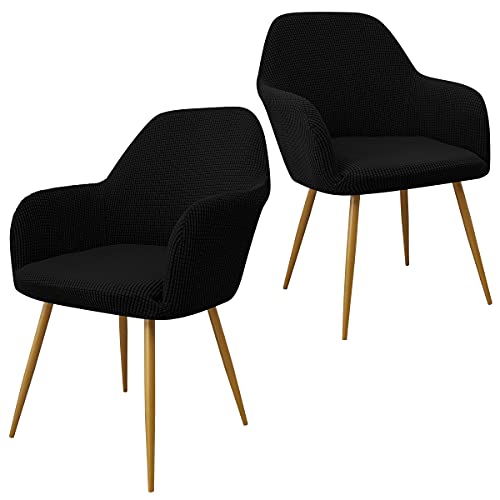 Yonus Dining Room Chair Slipcovers Accent Chair Covers Armchair Covers Removable Chair Protector Cover Dining Chair Covers for Living Room (2, Black) - color: Black, size: 2