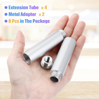 Weewooday 4 Pieces Mic Stand Extension Tube 5/8 Inch Microphone Extension Pipe Aluminium Alloy Stand Extenders Screw Boom Tubes with 2 Metal Adapters(Sliver) - color: Sliver