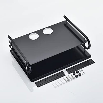 HNVNER Metal Wall Shelves with Cable Holes for Small Projector, Router, Modem, Camera, Speaker etc. AV Devices, 2-Tier Floating Shelf for TV Components Bracket Cable Boxes Media Boxes, 9.8" x 8.27" - color: 2 Layers-small-1pcs