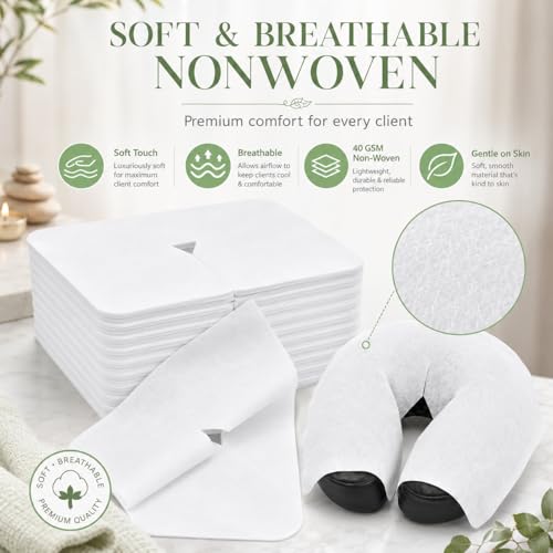 400 Pack Disposable Face Cradle Covers, Massage Face Cradle Cover, Non-Sticking Massage Table Headrest Covers for Massage Tables & Massage Chairs