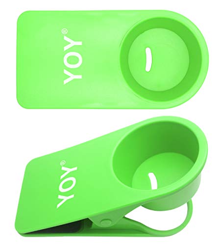 YOY Drink Cup Holder Clip - Table Desk Side Water Glass Beer Bottle Beverage Soda Coffee Mug Holder Cup Saucer Clip Design for Home Office, Green - color: Green, size: 1 Pack