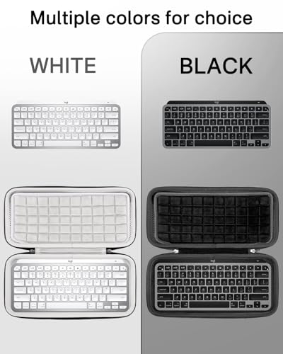 RAIACE Hard Storage Case Compatible with Logitech MX Keys Mini Advanced Illuminated Keyboard. (Case Only, Not Include The Device)- Black(Gray Lining)
