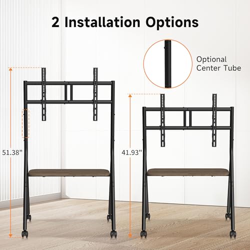 XINLEI Easel Rolling TV Stand for 32-80 Inch TV up to 121lbs, Mobile Portable TV Cart with Wheels Minimalist for Home Business Office Living Room School, Max 600x400mm VESA, Black ML5C - color: Black Easel