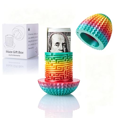 Maze Puzzle Box for Cash Gift, Money Holder Gift Box | Maze puzzle, hidden cash compartment, money gift, birthday anniversary, brain teaser, surprise holder gift for teens & adults - color: Rainbow Color