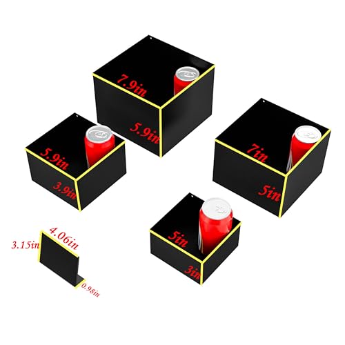 Metal Buffet Risers,4PCS Food Risers for Buffet Table 5in to 8in Display Stand with Mini Acrylic Signs for Catering Dessert Collectibles Jewelry Figures Show Matte Black Cube Boxes Nesting Risers with Hollow Bottoms - color: Matte Black, size: Regular(5IN